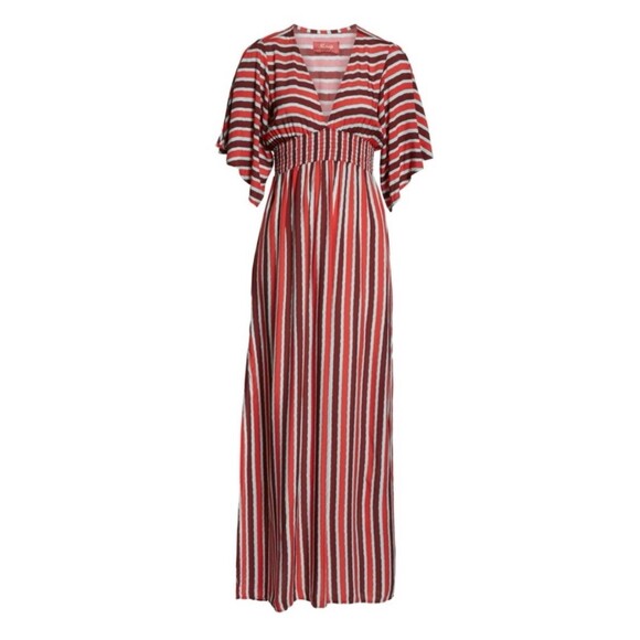 Maaji Morning Glam Striped Maxi Long Swimsuit Cover Up Dress Size L Beach Boho - Picture 3 of 14